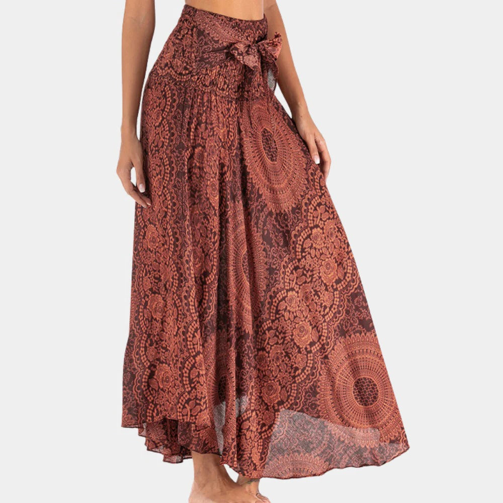 Maxirock im Boho-Stil mit Print für Sommer, Park und Festival – leichter, fließender Stoff, zu jedem Top kombinierbar, XS bis XL, 5 Farben