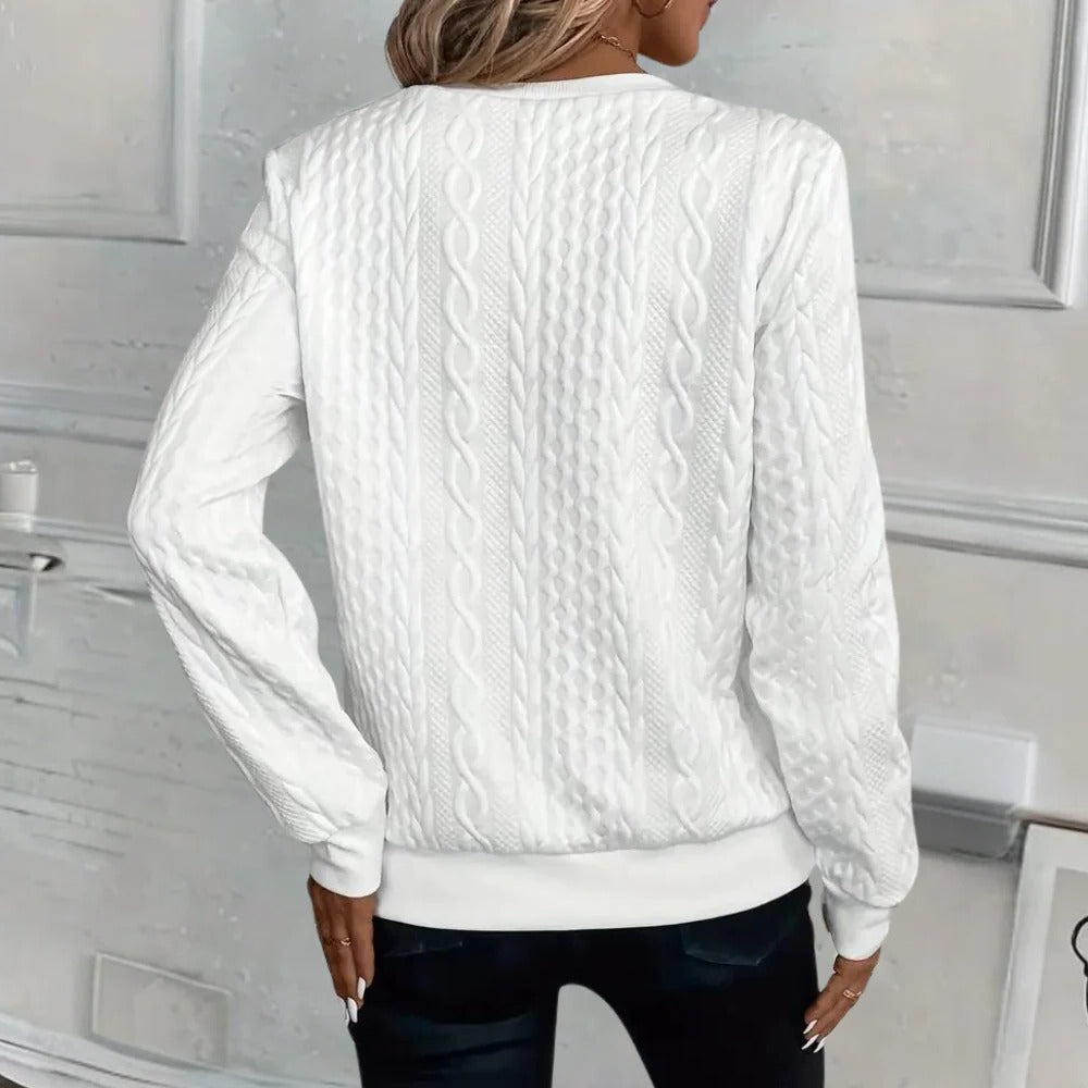 Weicher Strukturpullover für Damen mit lockerer Form für Frühling, Herbst und Winter – bequem, XS bis XL, Grau, Grün, Rosa, Weiß oder Schwarz