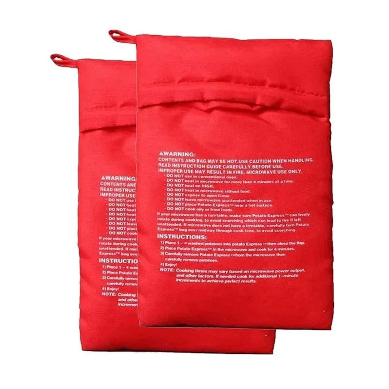 Mikrowellen-Kartoffelbeutel zum Dampfgaren von Kartoffeln, Maiskolben und Tortillas – 19 × 25 cm, rechteckig, waschbar, wiederverwendbar