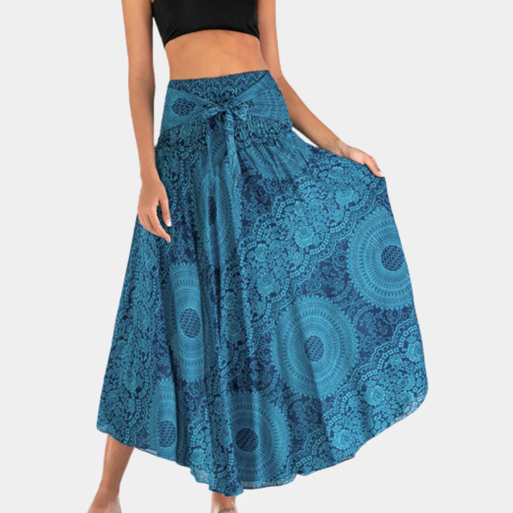 Maxirock im Boho-Stil mit Print für Sommer, Park und Festival – leichter, fließender Stoff, zu jedem Top kombinierbar, XS bis XL, 5 Farben