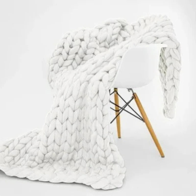 Grob gestrickte Gewichtsdecke als Kuscheldecke für Bett, Sofa und Sessel – dicke Maschen, atmungsaktiv, waschbar, für eine Person, 5 Farben