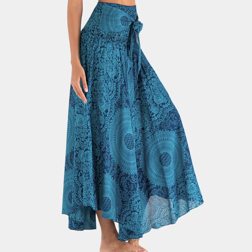 Maxirock im Boho-Stil mit Print für Sommer, Park und Festival – leichter, fließender Stoff, zu jedem Top kombinierbar, XS bis XL, 5 Farben