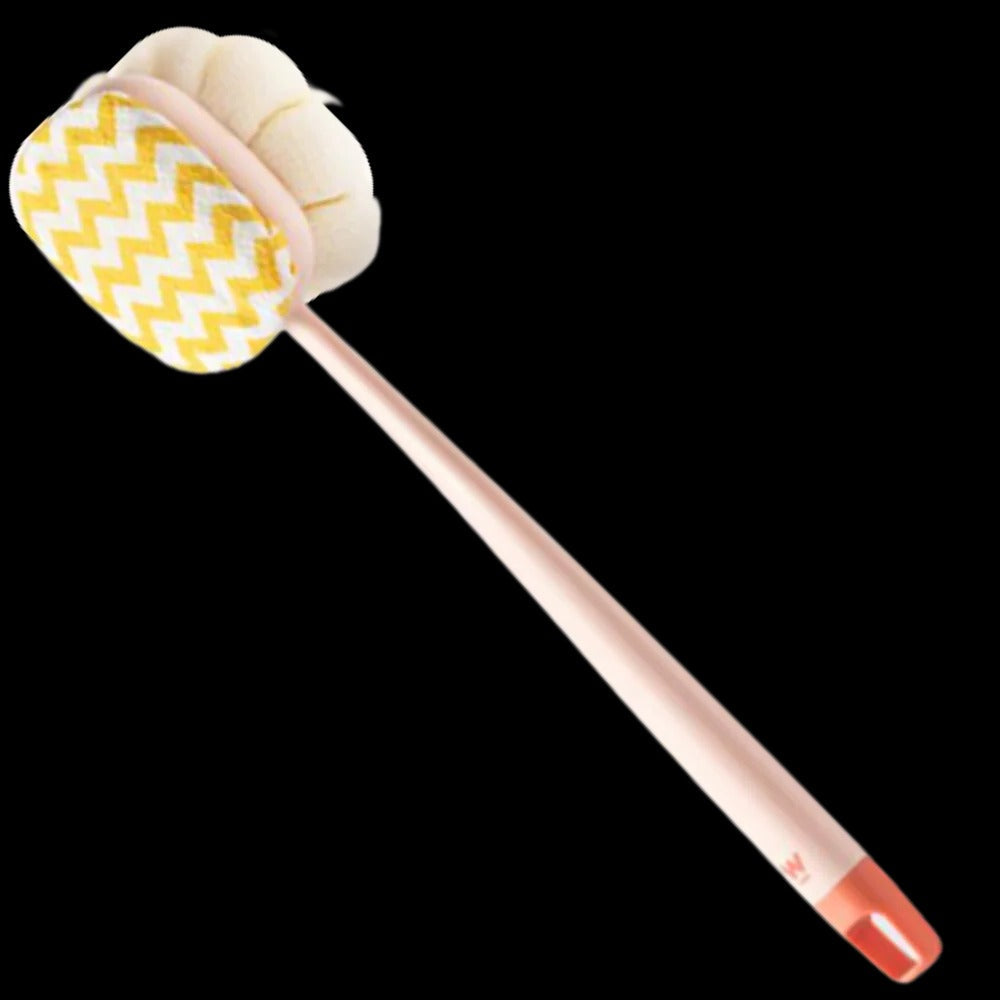 Langer Körperwäscher mit Borstenbürste und Duschschwamm für schwer erreichbare Stellen beim Baden und Duschen – ca. 35 cm, Aufhängeloch, 2 Farben