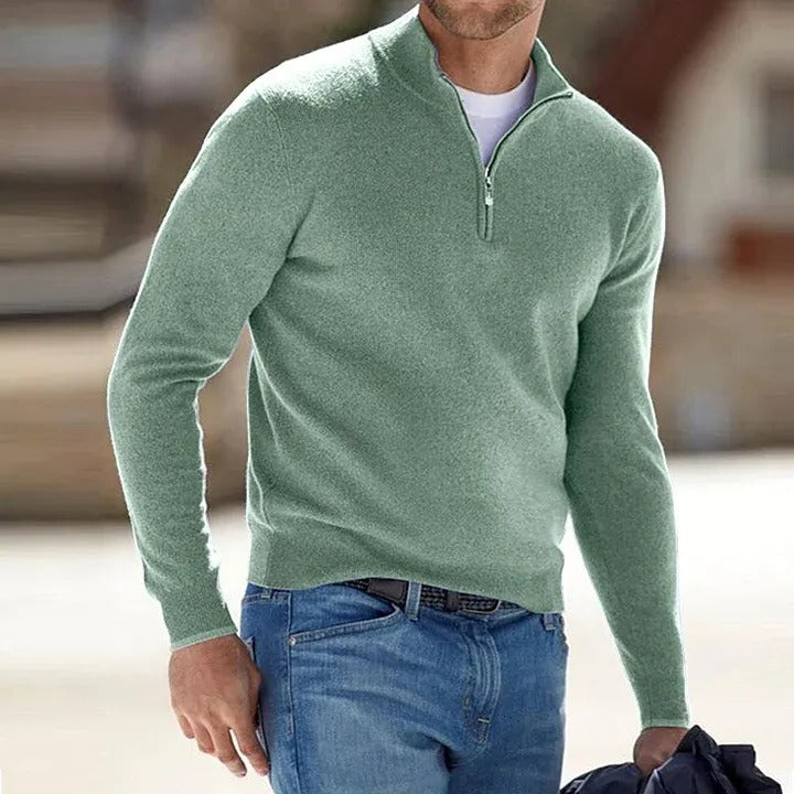 Herren-Pullover mit Reißverschluss für Alltag, Büro und Freizeit – Langarm, unifarben, für Herbst, Winter und Frühling, M bis 5XL, 9 Farben