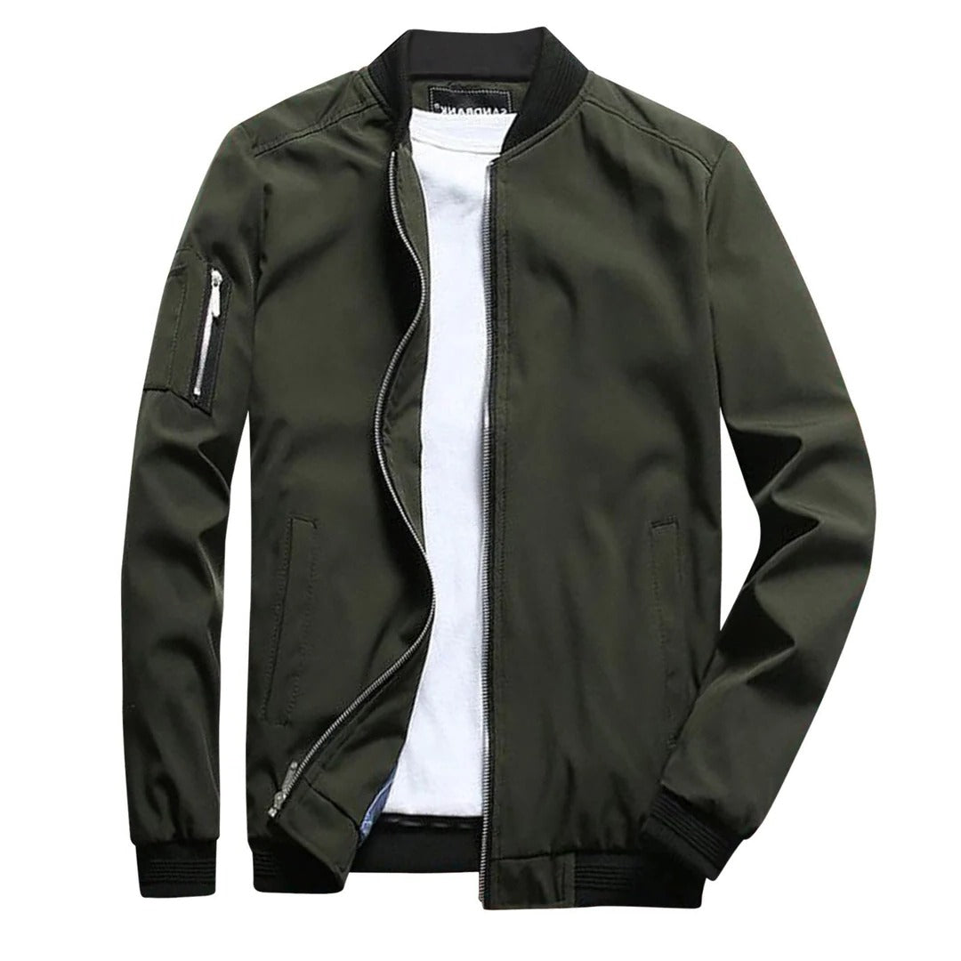 Leichte Bomberjacke für Herren aus Polyester für Frühling, Sommer und Freizeit – Strickbündchen, Reißverschluss, Ärmeltasche, M bis 3XL, 5 Farben