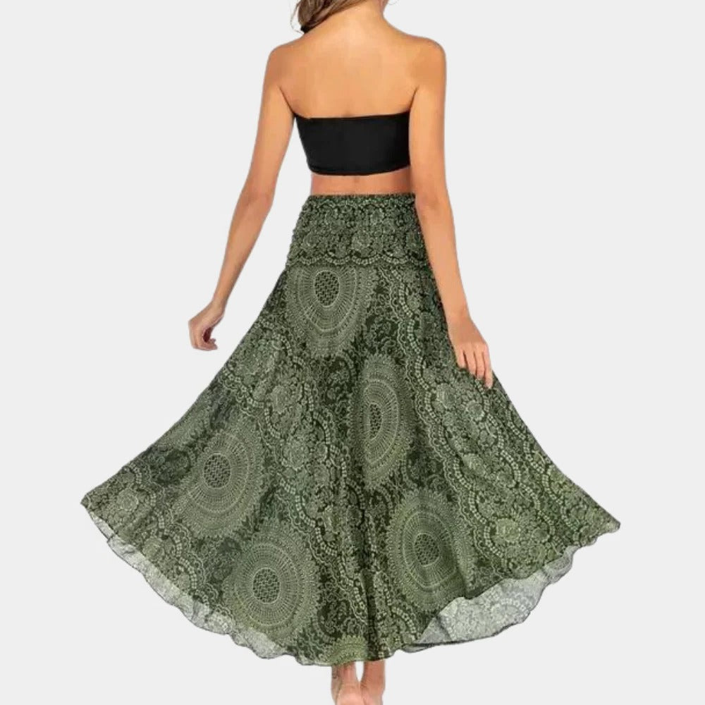 Maxirock im Boho-Stil mit Print für Sommer, Park und Festival – leichter, fließender Stoff, zu jedem Top kombinierbar, XS bis XL, 5 Farben