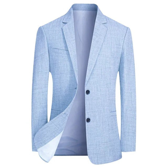 Einreihiger Herren-Blazer im Vintage-Stil mit schmaler Passform für Anlässe und Freizeit – Polyester, M bis 4XL, Hellblau, Hellbraun oder Graubraun