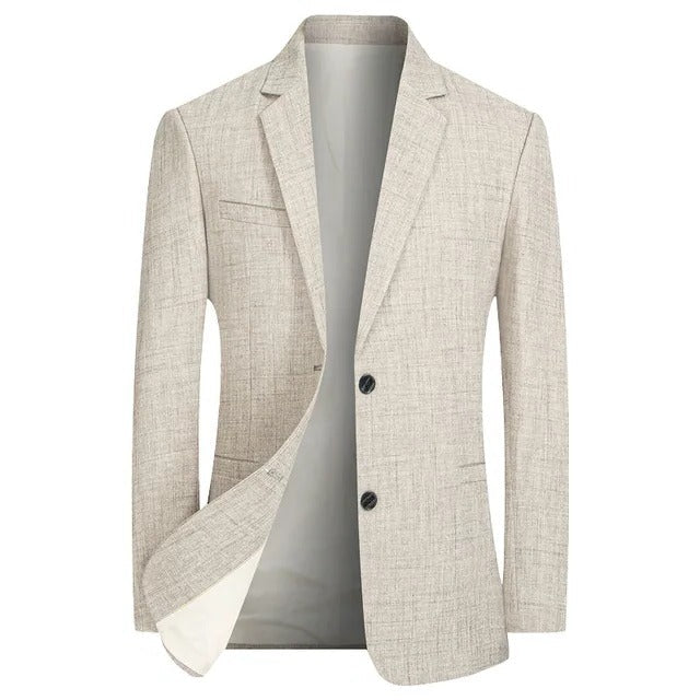 Einreihiger Herren-Blazer im Vintage-Stil mit schmaler Passform für Anlässe und Freizeit – Polyester, M bis 4XL, Hellblau, Hellbraun oder Graubraun