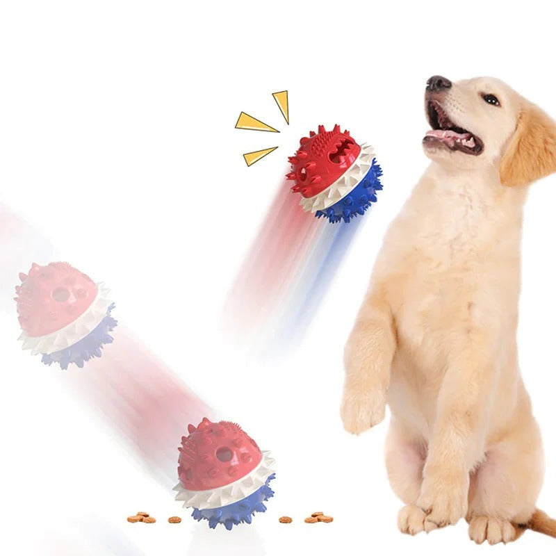 Zerrspielzeug für Hunde mit Saugnapf-Sockel, Noppenball und Seil für drinnen und draußen – Leckerli-Öffnung, elastisches Zugseil, abwaschbar, 3 Farben