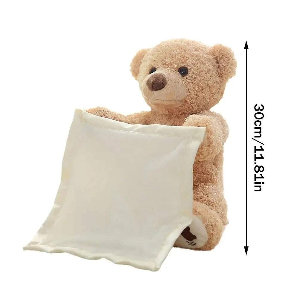 Interaktiver Plüschteddy mit Kuckuck-Funktion und Melodien für die Bauchlage von Babys – weiche Materialien, geschlossene Elemente, leicht zu reinigen