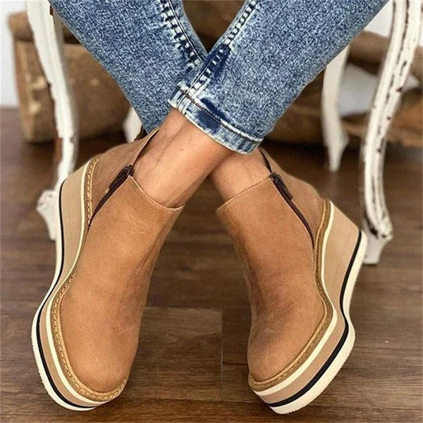 Niedrige Damen-Stiefeletten mit seitlichem Reißverschluss und griffiger Sohle für Büro, Alltag und Abend – Größe 3,5 bis 9,5, 4 Farben