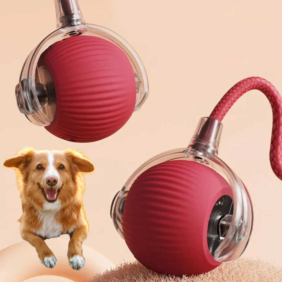 Selbstrollender Hundeball mit abnehmbarem Schwanz für Spiel und Beschäftigung – zufällige Bewegung, batteriebetrieben, ca. 9 cm, glatt oder Plüsch