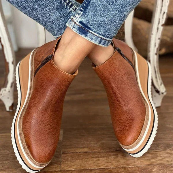 Niedrige Damen-Stiefeletten mit seitlichem Reißverschluss und griffiger Sohle für Büro, Alltag und Abend – Größe 3,5 bis 9,5, 4 Farben