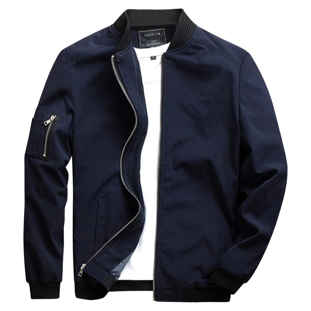 Leichte Bomberjacke für Herren aus Polyester für Frühling, Sommer und Freizeit – Strickbündchen, Reißverschluss, Ärmeltasche, M bis 3XL, 5 Farben