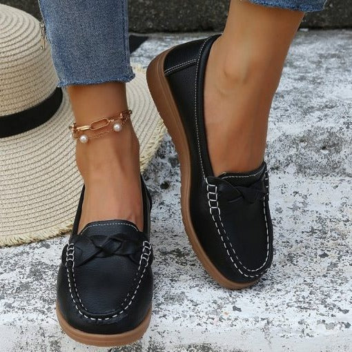 Damen-Slipper aus weichem Leder mit breiter Zehenbox und 3D-Fußgewölbestütze für Alltag und Stadtbummel – rutschfeste Sohle, 5 Farben