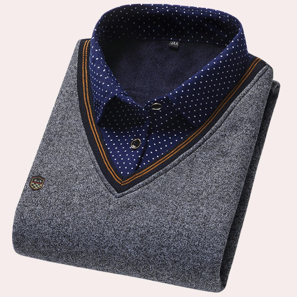 Herren-Pullover mit Hemdkragen für Büro und Freizeit – weicher Polyesterstoff, zu Jeans oder Stoffhose, M bis 4XL, 6 Farben