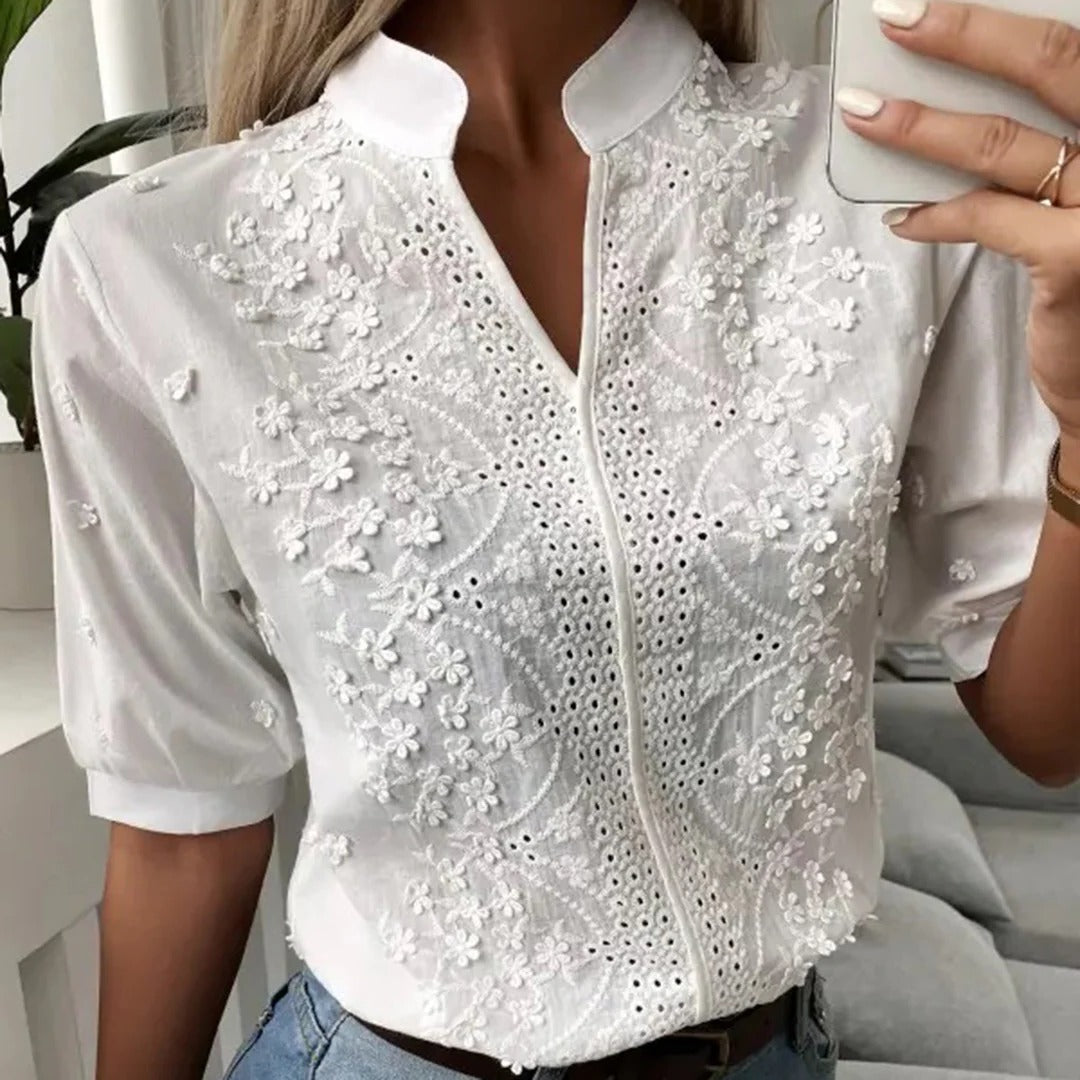 Modische Damenbluse für Büro, Alltag und Restaurantbesuch – vielseitig zu Stoffhose, Jeans, Rock und Blazer kombinierbar, S bis 2XL