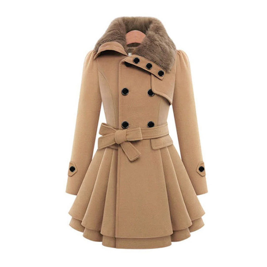 Langer warmer Damen-Wintermantel mit Fellkragen für Stadt und Ausgehen – figurbetonter Schnitt, weicher Stoff, S bis 5XL, 4 Farben