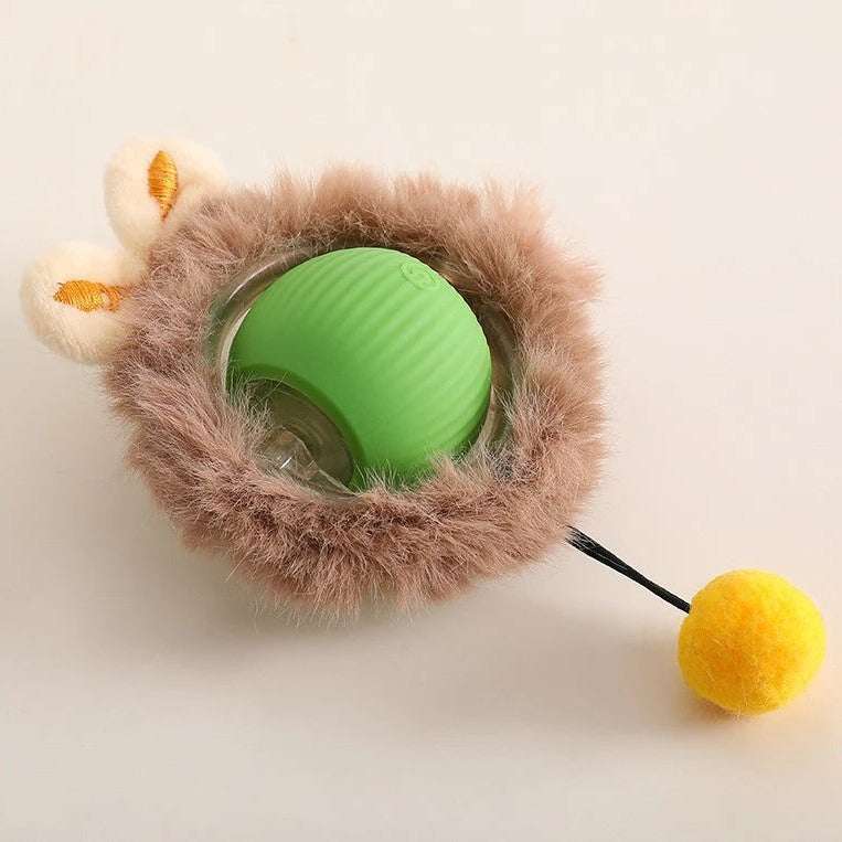 Selbstrollender Hundeball mit abnehmbarem Schwanz für Spiel und Beschäftigung – zufällige Bewegung, batteriebetrieben, ca. 9 cm, glatt oder Plüsch