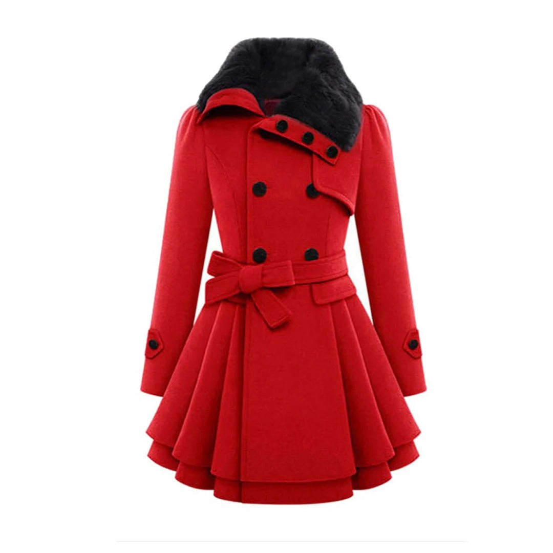 Langer warmer Damen-Wintermantel mit Fellkragen für Stadt und Ausgehen – figurbetonter Schnitt, weicher Stoff, S bis 5XL, 4 Farben