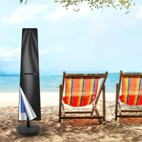Wasserdichte Sonnenschirm-Schutzhülle mit Teleskopstab für Mittel- und Ampelschirme – UV-beständig, Reißverschluss, 3 Farben