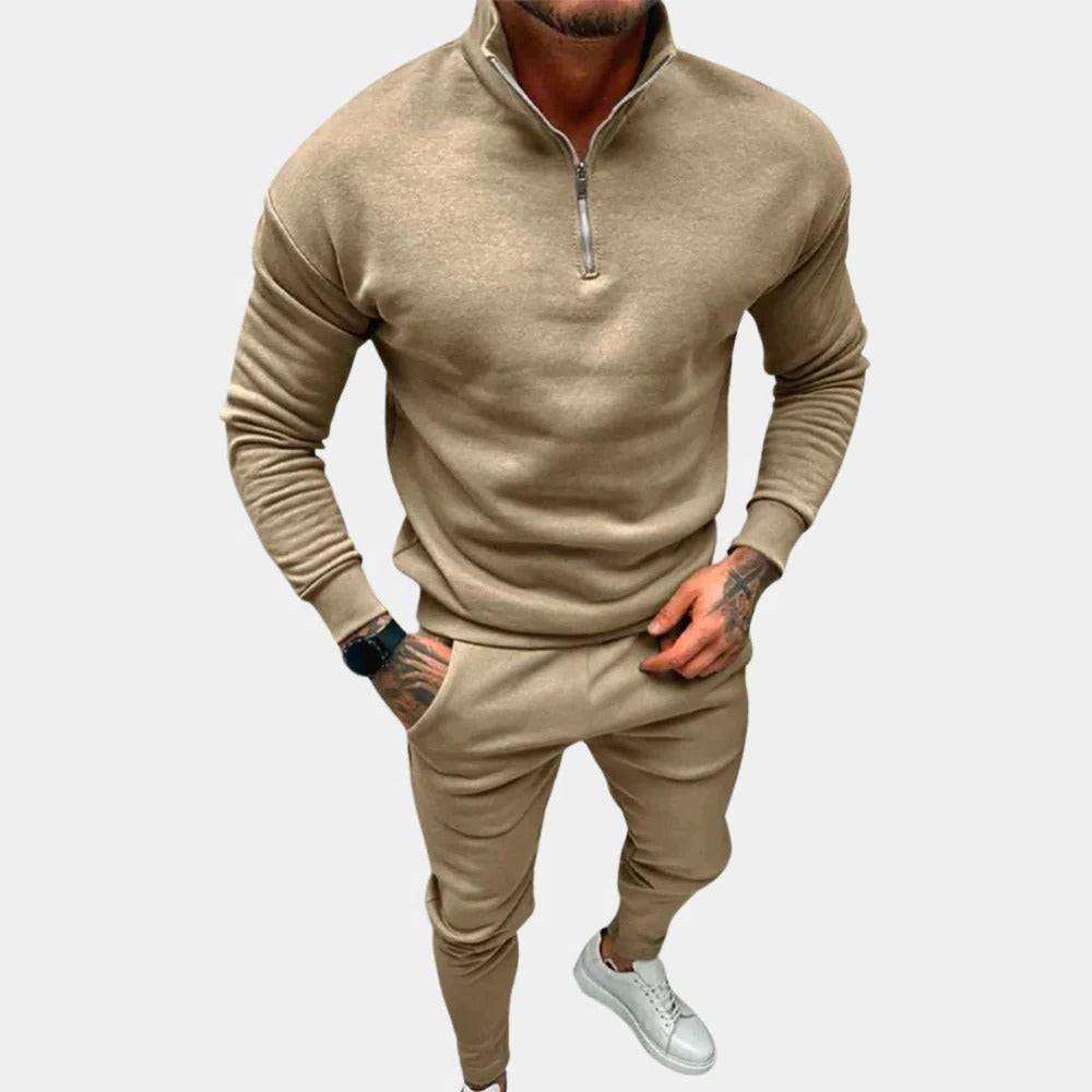Jogginganzug für Herren aus Jogginghose und Pullover mit halbem Reißverschluss für Sport und Zuhause – elastischer Bund, S bis 3XL, 4 Farben