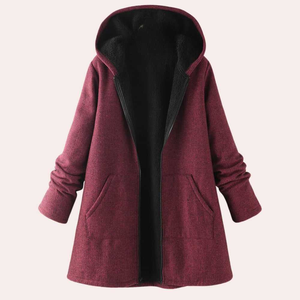 Warme Kapuzenjacke für Damen aus weichem Stoff mit lockerer Passform für Frühling, Herbst und Winter – XS bis XL, Rot oder Marineblau