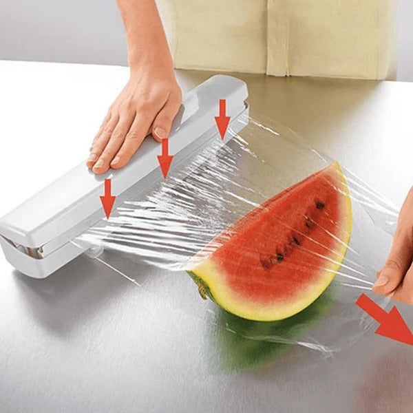Folienspender für Frischhaltefolie, Alufolie und Backpapier für Küche und Vorratshaltung – für Rollen bis 30 cm Breite, mit Schneidmechanik