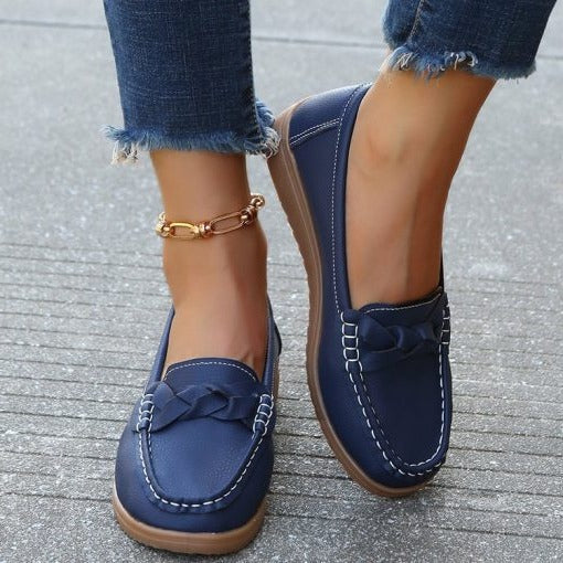 Damen-Slipper aus weichem Leder mit breiter Zehenbox und 3D-Fußgewölbestütze für Alltag und Stadtbummel – rutschfeste Sohle, 5 Farben