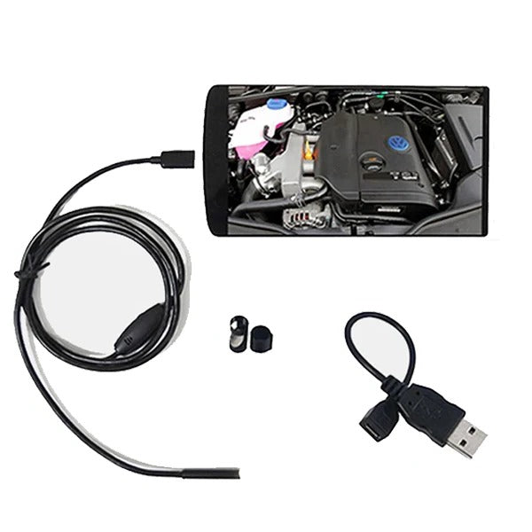 Endoskop-Kamera mit Kabel für Android, USB-C und iPhone für Abfluss, Wand, Motorraum und Lüftung – 7-mm-Kamerakopf mit 6 LEDs, wasserdicht