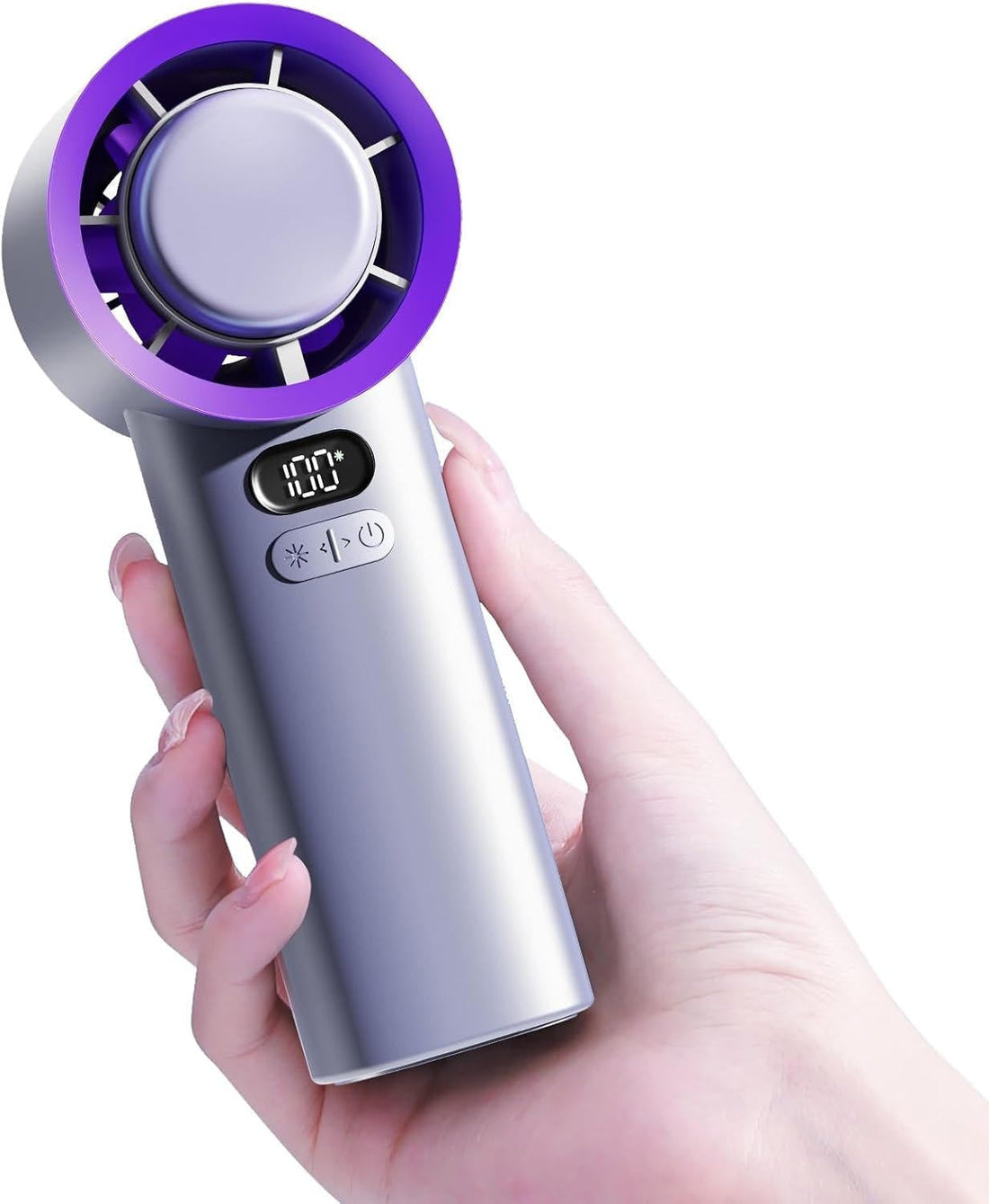Akku-Handventilator mit Turbogebläse und LCD-Anzeige für unterwegs und heiße Sommertage – 3600 mAh, bis 6 Std., 100 Stufen, Luftstrom bis 6 m/s