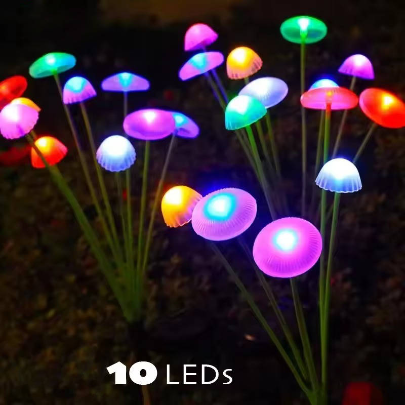 Solar-Gartenleuchte mit Quallen aus Silikon für Garten, Terrasse und Feste – 10 LEDs mit Farbwechsel, IP65, Dämmerungsautomatik, biegsam