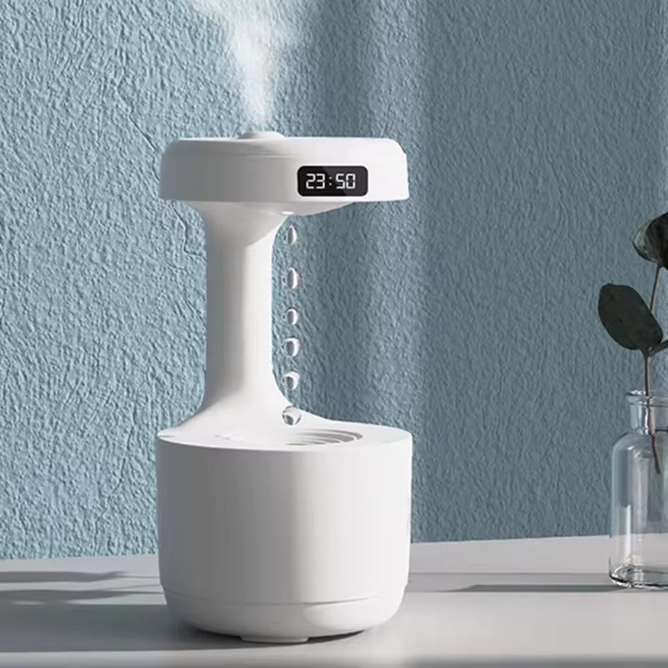 Kleiner Luftbefeuchter mit Wasserspiel-Effekt für Schlafzimmer, Büro und Wohnzimmer – ca. 800 ml Tank, bis 8 Std., leise unter 36 dB, USB-C