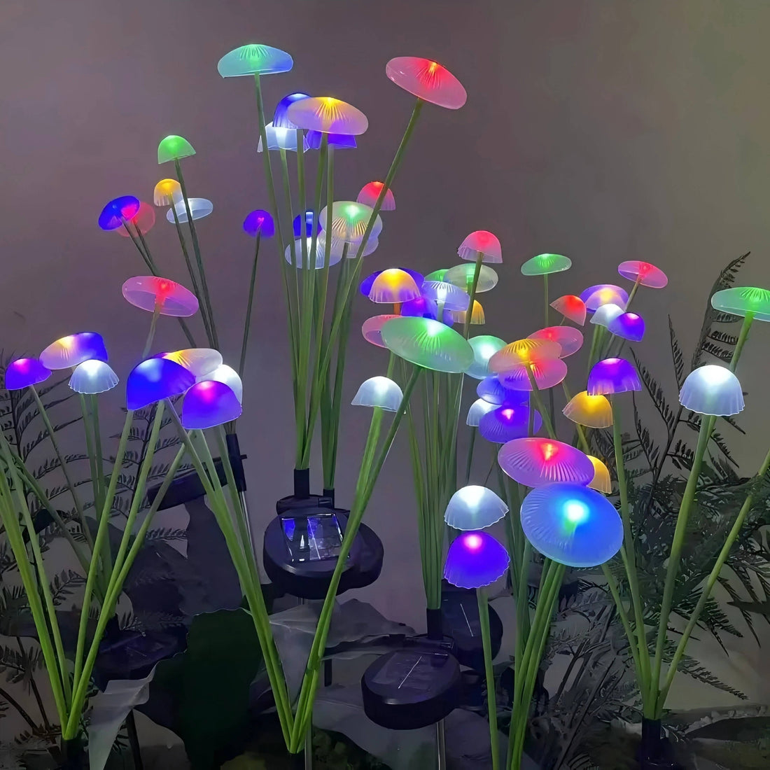 Solar-Gartenleuchte mit Quallen aus Silikon für Garten, Terrasse und Feste – 10 LEDs mit Farbwechsel, IP65, Dämmerungsautomatik, biegsam