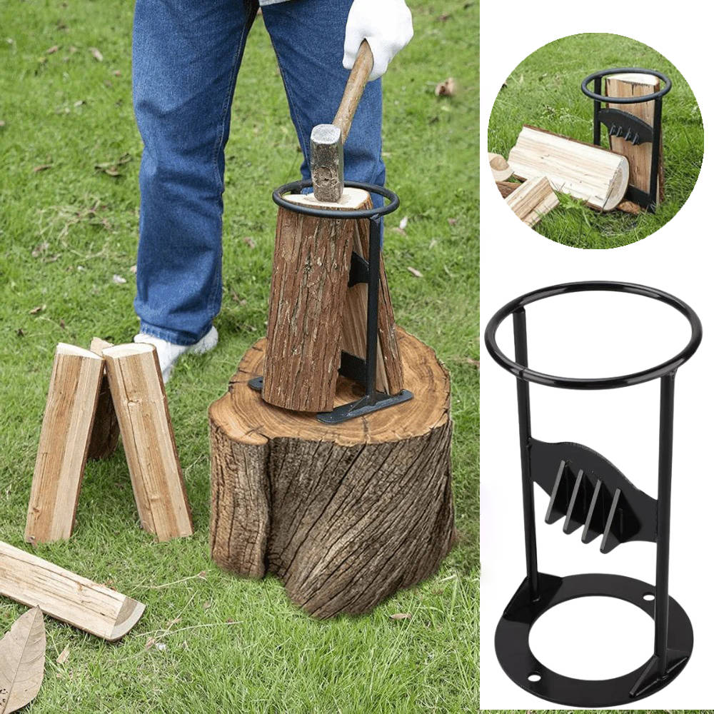 Holzspalter aus Gusseisen mit feststehendem Keil für Brennholz und Anzündholz – manuell mit Hammer, breiter Standfuß, Tragegriff, 3 Größen