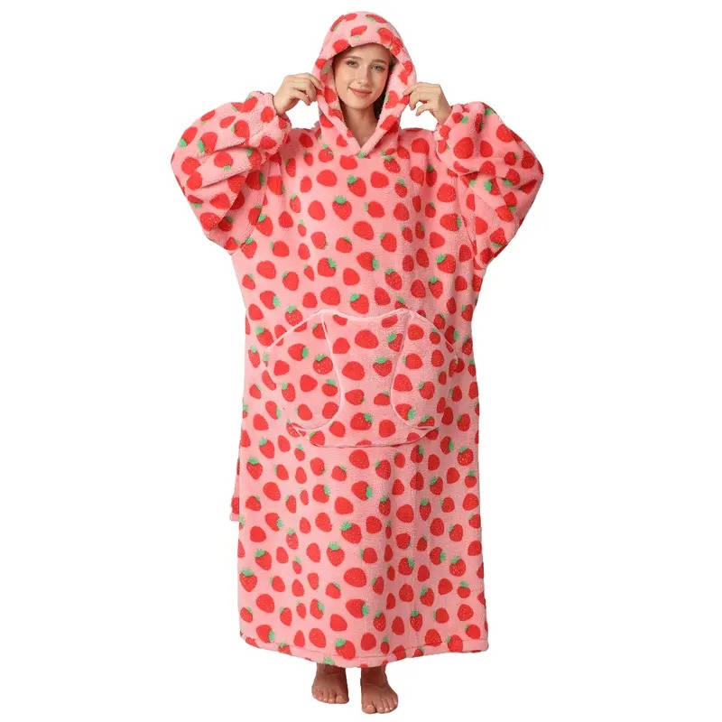 Langer Blanket-Hoodie als tragbare Kuscheldecke für Sofa, Lesen und Filmabende – 140 × 80 cm, mit Kapuze, 14 Motive