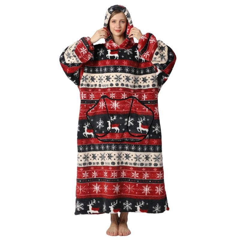 Langer Blanket-Hoodie als tragbare Kuscheldecke für Sofa, Lesen und Filmabende – 140 × 80 cm, mit Kapuze, 14 Motive
