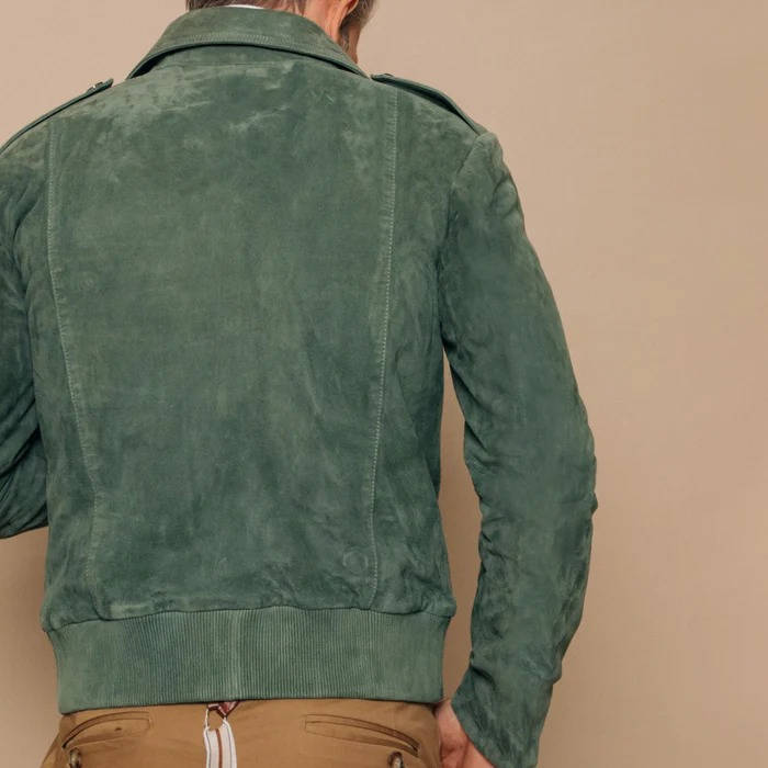 Herren-Retrojacke in Wildleder-Optik für Herbst, Alltag und Freizeit – Größen S bis 3XL, Grün, Braun oder Marineblau