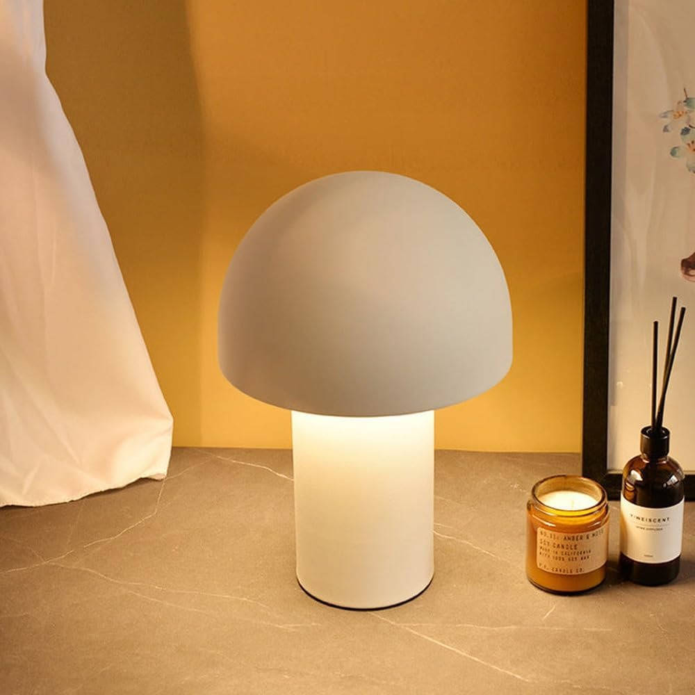 Moderne kabellose Tischleuchte für Wohnzimmer, Schlafzimmer und Terrasse – akkubetrieben, flexibel platzierbar, in Orange, Weiß, Grün