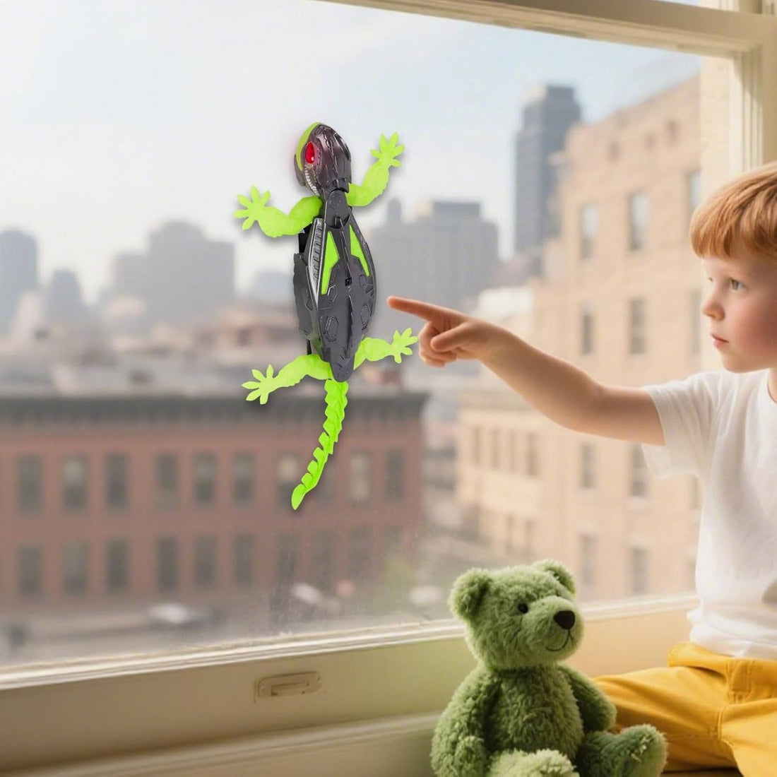 Ferngesteuerter Wandkletter-Gecko für Kinder für Boden und glatte Wände – RC-Spielzeug in Echsenform, Fernbedienung, Schwarz-Grün