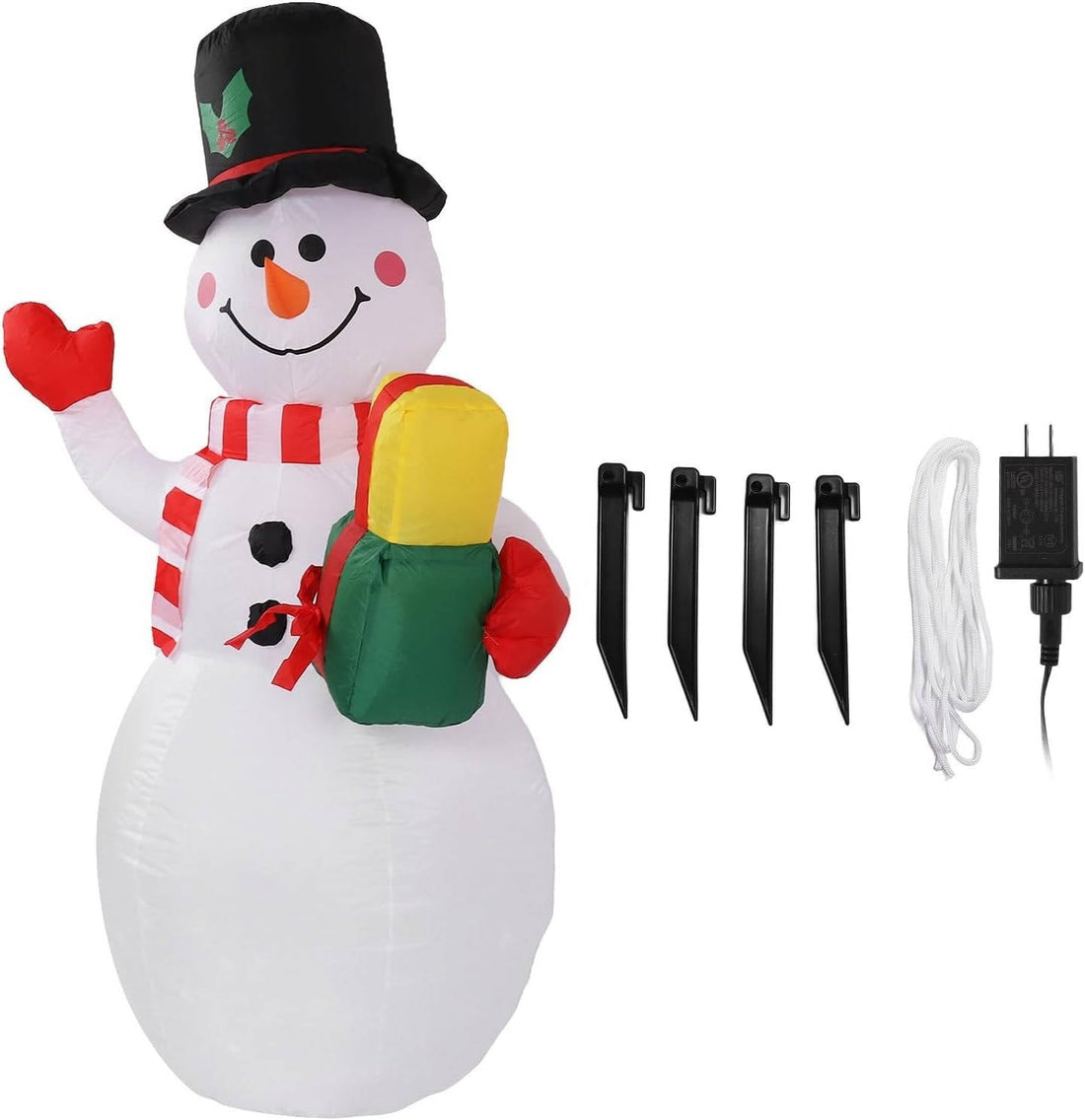 Aufblasbarer Schneemann mit LED-Licht für Garten, Vorgarten und Terrasse – beleuchtete Weihnachtsdeko für außen