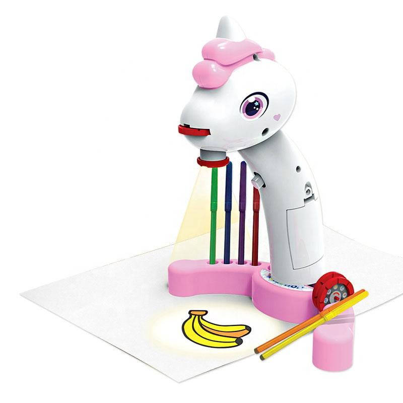 Zeichenprojektor für Kinder zum Nachzeichnen von Motiven – Projektionsspielzeug für Kinderzimmer, Motiv Bus, Flugzeug oder Einhorn