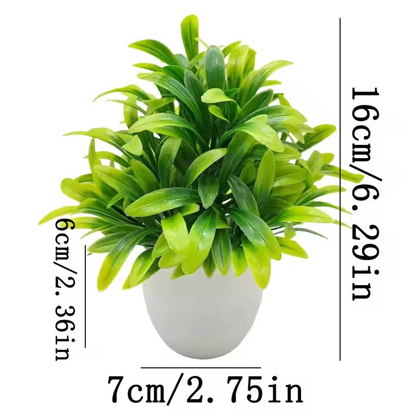 Kunstpflanze im Topf als pflegeleichte Deko für Wohnzimmer, Flur und Büro – ca. 16 cm hoch, Frühlingsgras, Ardisie, Plüschblume oder Kiefer