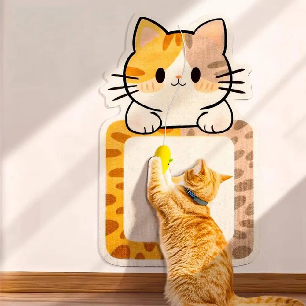 Kratzbrett für Katzen zur Wandmontage aus Filz mit Spielzeug für die Wohnung – selbstklebend, senkrecht, ohne Werkzeug, 3 Motive