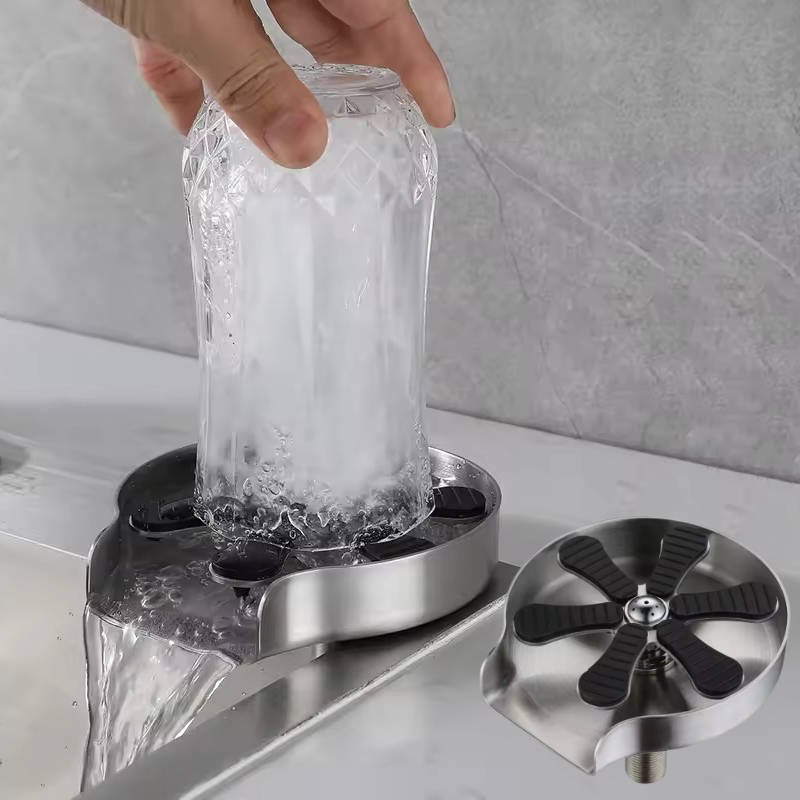 Gläserspüler aus 304-Edelstahl zum Einbau neben der Spüle für Tassen und Gläser – 9 Düsen, mit Anschlussset, rostfrei