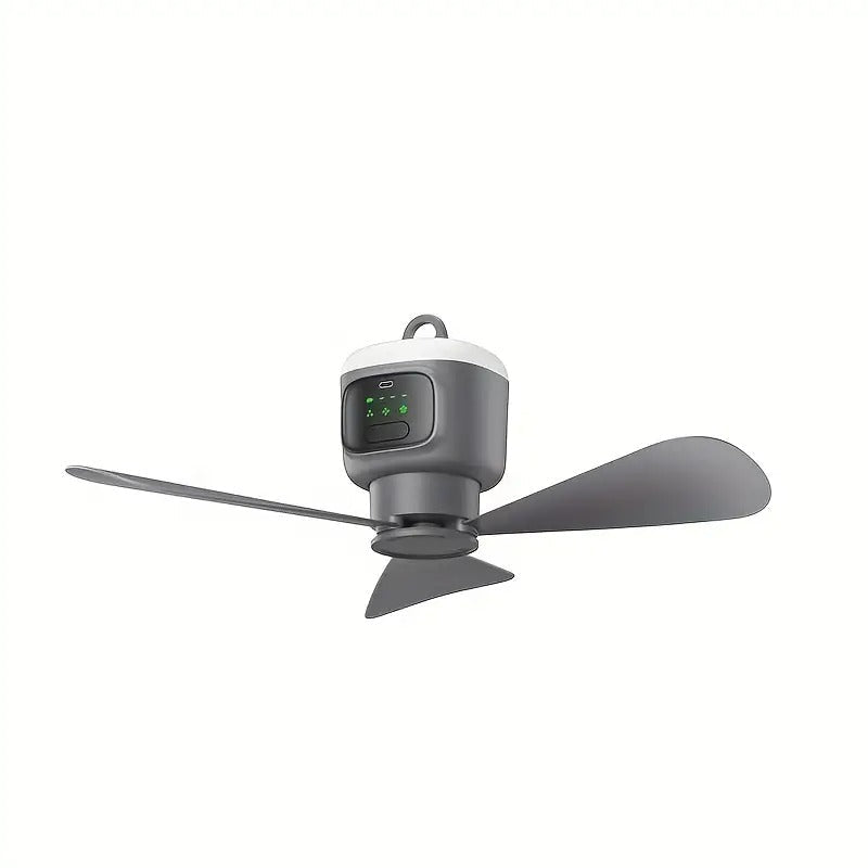 Kabelloser Akku-Deckenventilator mit Fernbedienung und Nachtlicht für Schlafzimmer und Wohnzimmer – Ø 45 cm, 12000 mAh, 3 Stufen, Timer, USB-C
