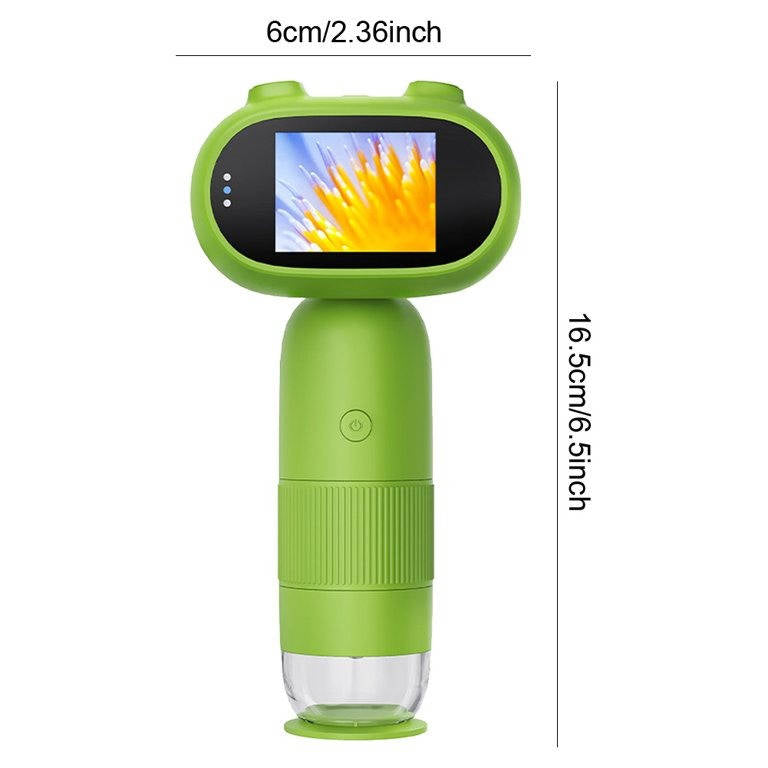 Digitales Handmikroskop für Kinder mit 2-Zoll-Bildschirm zum Entdecken in Natur und Garten – Foto und Video, LED-Licht, in Grün