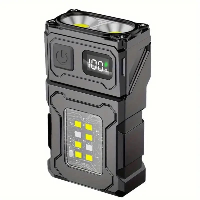 Akku-Taschenlampe mit Magnet, Clip und COB-Seitenlicht für Outdoor-Einsätze und Notfälle – 200 Lumen, 7 Modi, 180° drehbarer Kopf, USB-C, IP45