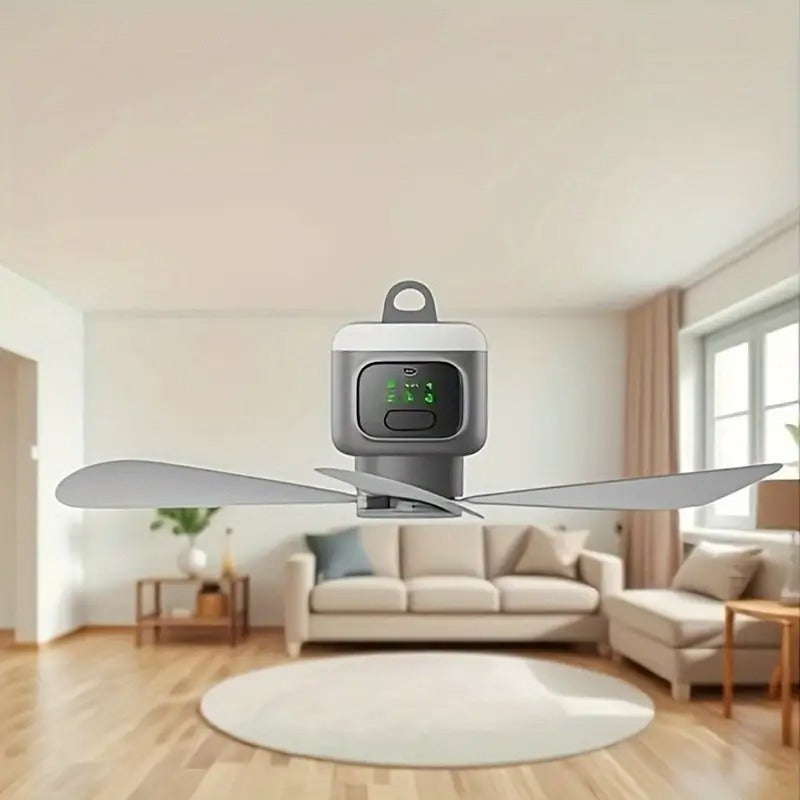 Kabelloser Akku-Deckenventilator mit Fernbedienung und Nachtlicht für Schlafzimmer und Wohnzimmer – Ø 45 cm, 12000 mAh, 3 Stufen, Timer, USB-C