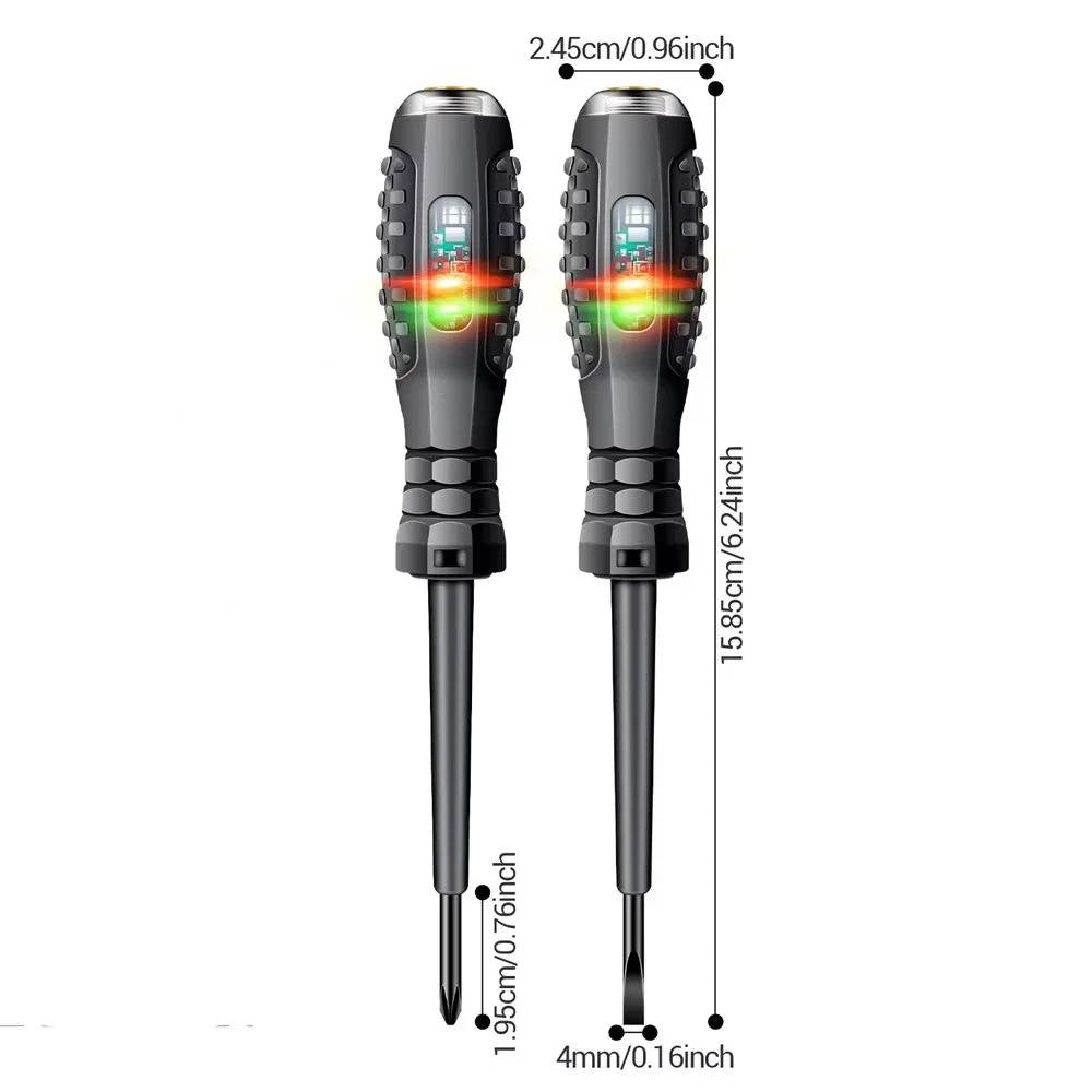 Spannungsprüfer-Schraubendreher mit LED-Anzeige für Steckdose, Lampenanschluss und Leitung – Schlitz oder Kreuzschlitz, magnetische Klinge